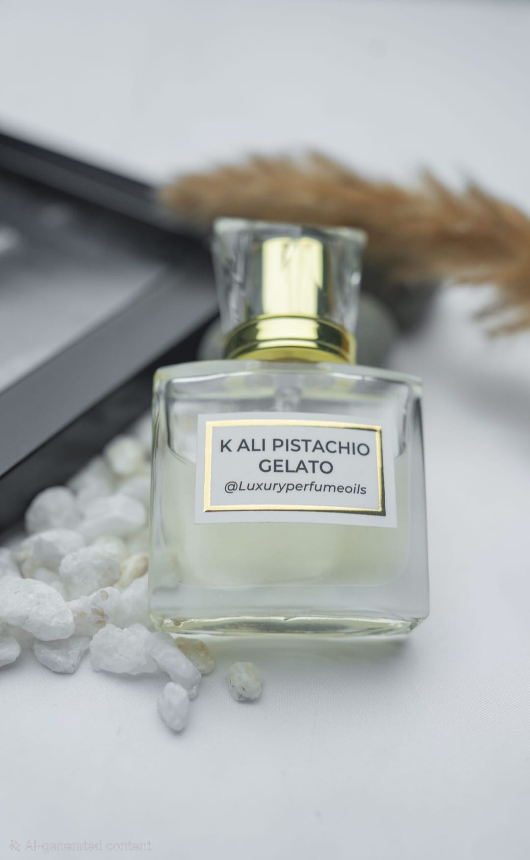 Our Version of K Ali Pistachio Gelato 20ml alcohol-free perfume oil bottle with fruity gourmand fragrance featuring pistachio, ice cream, hazelnut, whipped cream, marshmallow, and cacao.