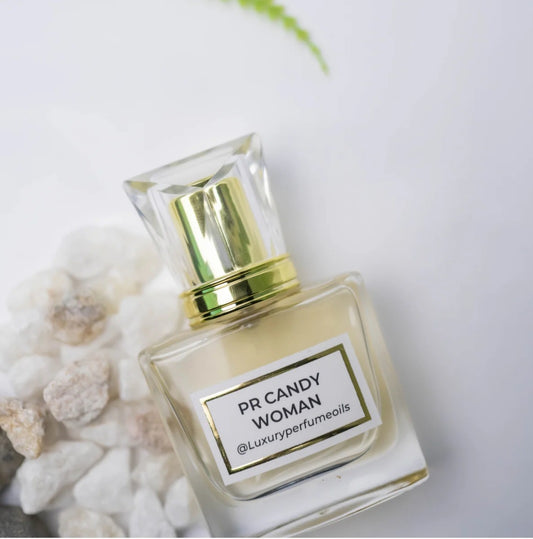 Our Version of Prada Candy Woman 20ml alcohol-free perfume oil bottle with oriental vanilla fragrance featuring caramel, musk, benzoin, and vanilla.