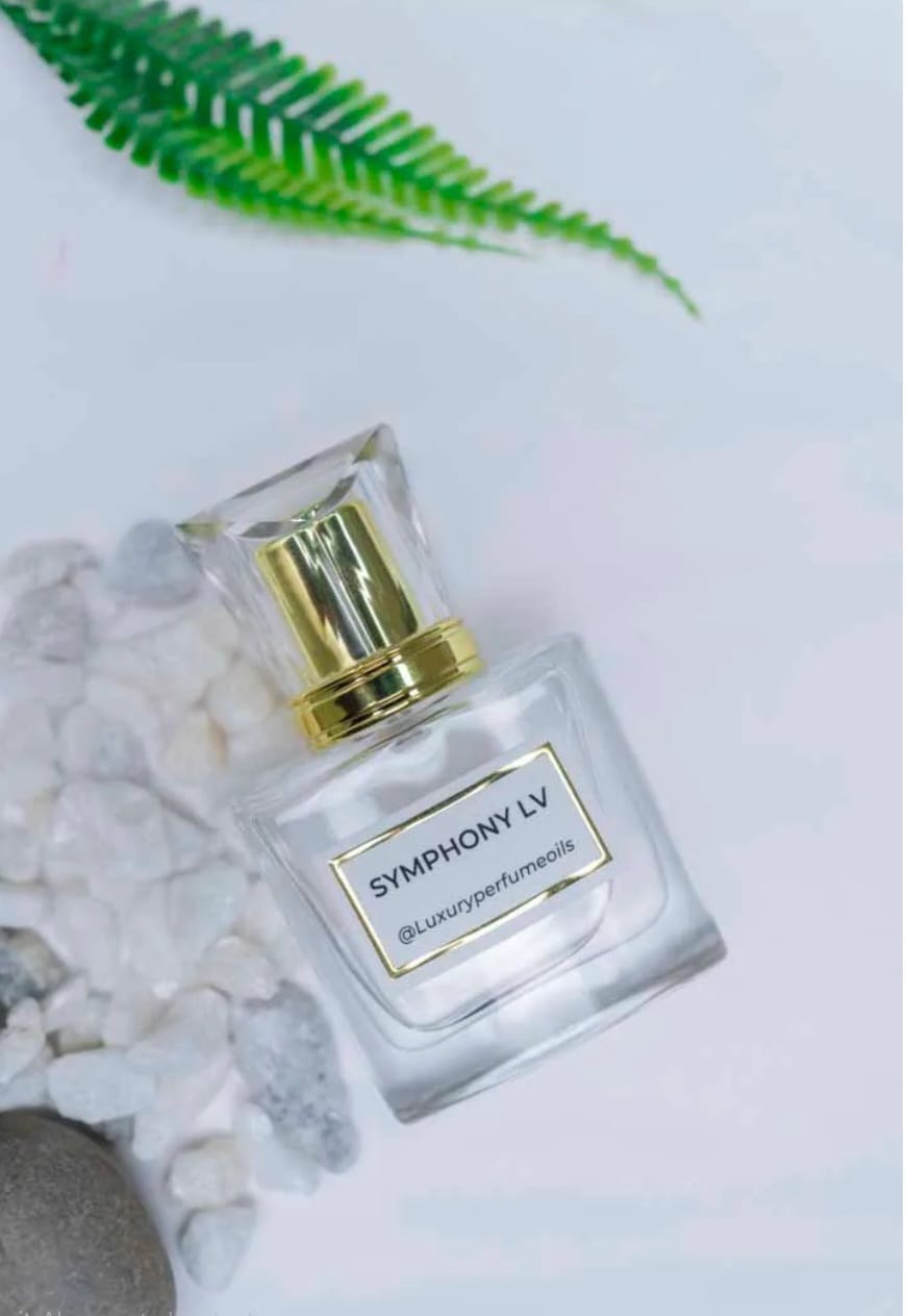 Our Version of Symphony LV 20ml alcohol-free perfume oil bottle with citrus fragrance featuring grapefruit, bergamot, and ginger.